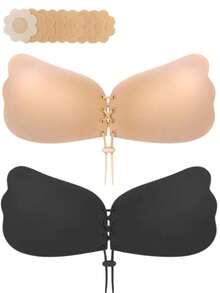 2 piezas Cinta adhesiva invisible para sujetar el sostén, 10 piezas Cinta adhesiva desechable para sostén - Cinta adhesiva para sostén impermeable para vestidos sin espalda, ropa sin tirantes, cinta moldeadora corporal secreta para mujeres