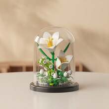 微粒盆栽花卉积木（带展示盖）, DIY 彩色花卉系列积木, 装饰花束, 生日礼物, 父亲节礼物, 母亲节礼物, 教师节礼物, 节日礼物, 结婚礼物, 婚礼装饰, 毕业礼物, 情人节礼物, 玫瑰, 向日葵 - 彩色 - 查看 18