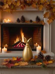 2pcs Gold Rabbit Figurines, Elegant Autumn Decor, Creative Resin Ornaments, Luxurious Holiday Home Decor, Theme Party Accents, Suitable For Dining Room, Living Room, Autumn Decor Area, Windowsill, Home Decoration, Autumn Decor, Theme Party Decoration Christmas Decorations Room Decor Christmas