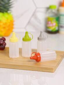 4/8/16个迷你酱料瓶，塑料挤压式调味瓶，番茄沙拉蜂蜜挤压瓶，调味品分配瓶，适用于午餐、烧烤、露营等场合的调味挤压瓶 - 彩色 - 查看 4