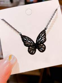 1 件随机颜色渐变蝴蝶吊坠项链，适合女士（避免接触水）