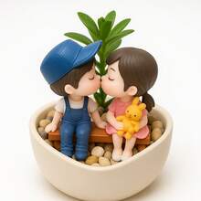 Miniatura Casal Mini Jardim E Terrários Maquete Decoração - Multicolorido - Visão 2