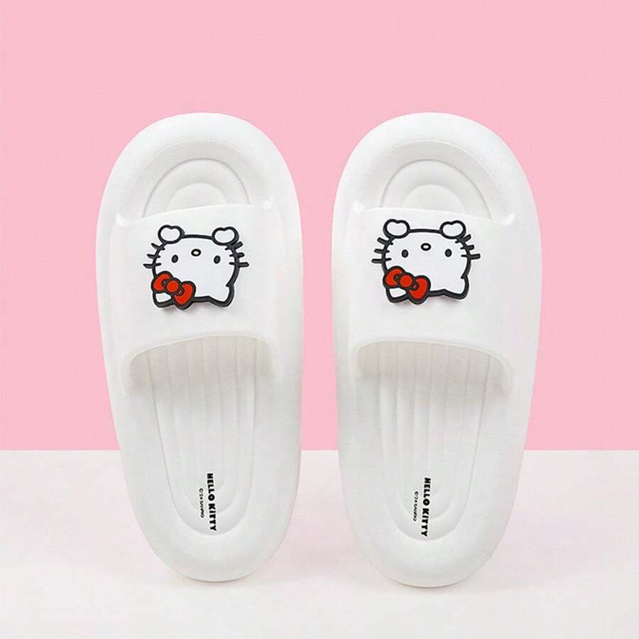 MINISO Hello Kitty 女士厚底拖鞋 白色 37-38/39-40码 吸睛KT猫装饰 厚底防滑静音 浴室洗漱居家闲逛 和Hello Kitty一起慵懒玩耍(1双) - 白色 - 查看 1