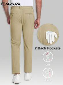 Cavva Herren Golf Ready Hose, leicht, 4-Wege-Stretch, atmungsaktiv, elastischer Bund, 2 Seitentaschen, Schnellzugriff-Handschuh-Tasche, Hose für Wandern, Camping, Angeln, Golf - Khaki - Übersicht 2