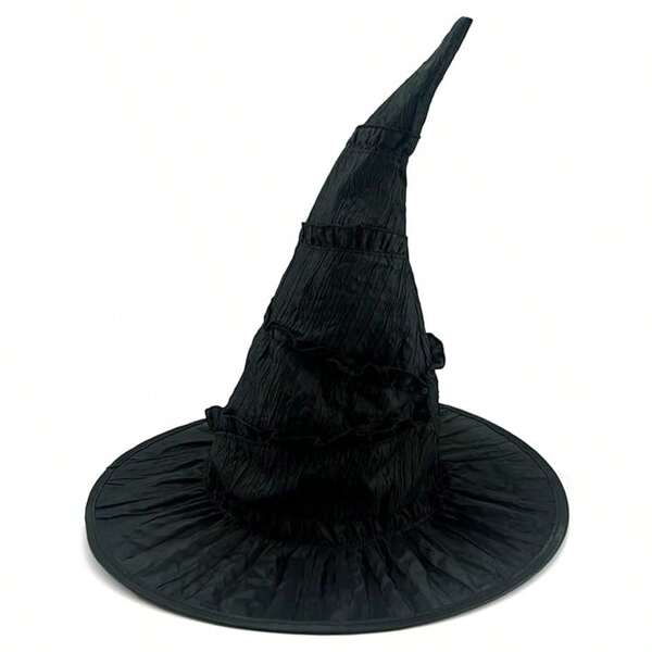 Halloween Ruffle Witch Hat, Cosplay Witch Hat For Holiday Party, Masquerade Pumpkin Vampire Costume Autumn