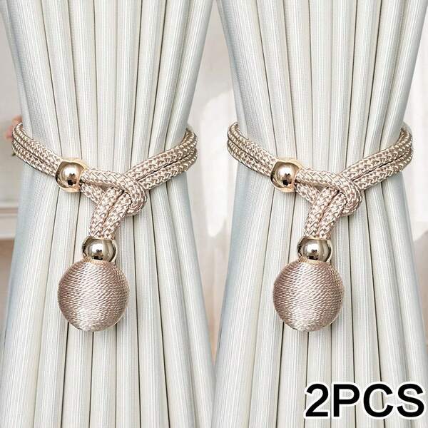 Decorative Curtain Tie Backs, 2Pcs Braided Rope Curtain Holders With Ball, Elegant Drapery Ties For Living Room Bedroom Window Curtain Decor