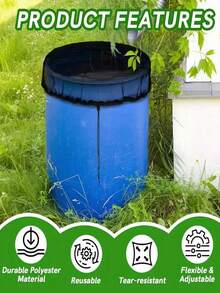 1/2 pezzi Coperture in rete di poliestere durevole con cordino - Schermi protettivi per giardino e patio all'aperto, materiale in rete traspirante, facile accesso ai serbatoi d'acqua, coperture per bidoni dell'acqua piovana decorativi | Coperture adatte per bidoni dell'acqua piovana, coperchi per serbatoi d'acqua - nero - Visualizzare 3
