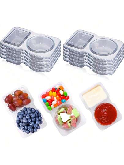 5/10/20pcs Reusable Snack Packaging Containers, Reusable Snack Jars With Lids, Dual Compartment Snack Containers, Thickened Portable Snack And Dip Containers, School Supplies