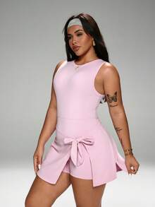 FWH Curve-Enhancing,Women's Sculpting Workout Dress - Adjustable Bow Waist,4-Way Stretch Fabric,Butt-Lifting Silhouette In Naked-Feel Fabric,Elastic Waist Tie + Glute-Sculpting Skirt,Gusseted Crotch,Essential Stretch Yoga Dress,Dress For Sunmmer Women