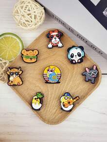 8pcs/Set Hip Hop Music Series Cartoon Pattern Accessories For Sandals, Bracelets, Slippers, Phone Decoration, Suitable For Music Lovers Birthday & Holiday Gifts