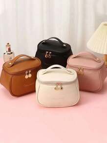 1PC Multi-Functional Travel Makeup Bag Waterproof Make Up Pouch Large-Capacity Cosmetic Storage Bag Portable Beach Bag Double-Layer PU Leather Cosmetic Bag Gift Bags Bathroom Toiletry Bag Ladies Travel Cosmetic Organizer Double-Layer PU Leather Material, Large-Capacity, Multi-Functional,