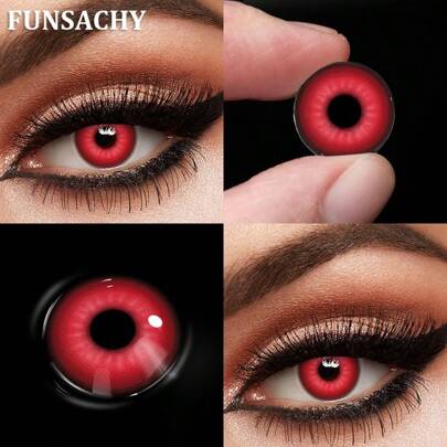1 paire de lentilles de contact noires et blanches pour cosplay de vampire, lentilles de contact cosmétiques colorées et multicolores pour les yeux, usage annuel, costume d'Halloween et cosplay