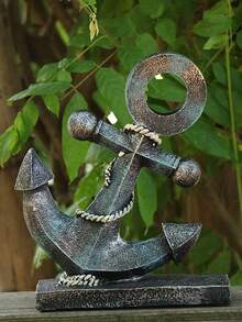 1 pièce Statue de résine d'ancre haute, décoration nautique, ornement de statue d'ancre, convient pour la maison, le jardin, le bar, la décoration de table d'intérieur et d'extérieur, ancre antique, style unique, cadeaux de Noël, rentrée scolaire, Halloween et anniversaire