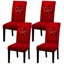 4/6 Unique Christmas Designs, Santa Claus & Snowman Digital Positioning Print Chair Covers, Removable & Washable Chair Cover Set, Soft Elastic Seat Protector, Suitable For Christmas Atmosphere Decoration In Restaurant, Kitchen, Banquet Hall, Dining Room, Bedroom, Office, Living Room, Dormitory And Home - Multicolor - View 7
