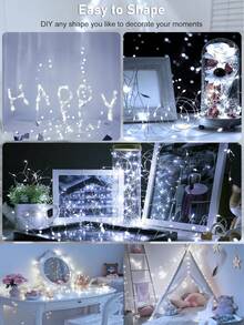 6-Piece LED String Lights Dimmable, 100 Warm White LED Fairy Lights, 33-Foot Clear Cable, Twinkle Lights With Remote Control Timer For Indoor And Outdoor Wedding Party Patio Backyard Room Decoration - ánh sáng trắng - Xem 8