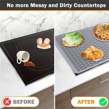 1pc Silicone Stove Mat, Sink Mat Electric Stove Top Cover, Placemat, Electronic Stove Heat Insulation Mat, Drying Mat, Kitchen Items Seafood Boil Kitchen Drain Mat Silicone Drain Mat Kitchen Mat Cutting Board Kitchen Gadgets - Multicolor - View 5