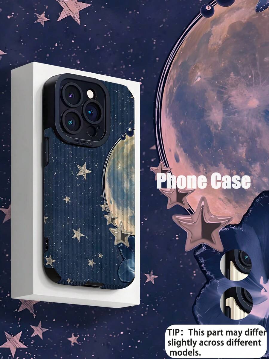 1 件时尚宇宙图案垂直仿皮防震防指纹手机壳，适用于苹果和型号 - 彩色 - 查看 1