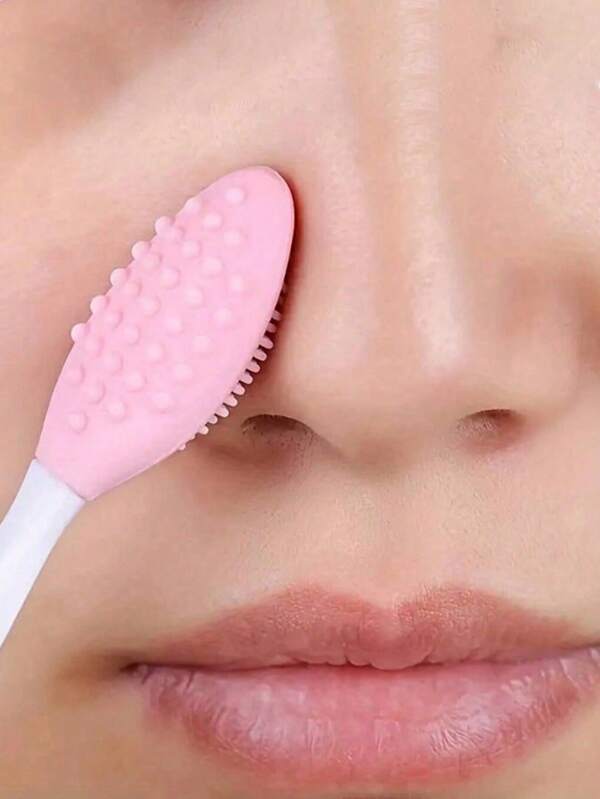 1/2pcs Pink Blackhead Remover Brush Double-Sided Facial Cleaning Tpe Brush, Multi-Functional Exfoliating Beauty Tool,Bag,Organizer,Storage