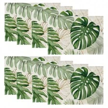 1/4/6/8/12 Pcs Linen Dining Table Placemats, Washable Ocean Seashell Printed Table Mats, Surface Protective Pads, Indoor Outdoor Dining Table Decor, Suitable For Holiday Parties & Kitchen