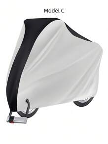 1 件牛津布防水防尘雨罩，适用于电动自行车摩托车自行车 - 重型 EVA，适用于电动自行车和自行车、摩托车、防紫外线和霜冻、可调节、带安全扣、白色和黑色自行车设计、无自行车储物袋、防水自行车罩适用于家庭自行车、摩托车和电动自行车防尘防雨以及户外骑行防晒防雨 - 彩色 - 查看 4