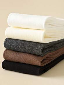 1双女士秋季过膝袜，高筒防滑修身纯色小腿袜，舒适袜子