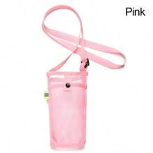 Portable Sport Water Bottle Cover With Strap Cup Sleeve Mesh Cup Pouch Mobile Phone Bag Visible Bag Outdoor Camping Accessories
