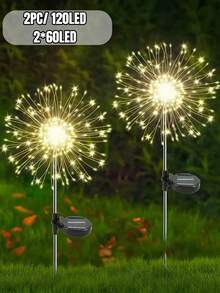 1個/2個/4個 太陽能戶外煙火燈，防水 8 種照明模式，60-720LED DIY 景觀燈，適用於露營、野餐、派對、花園、院子、露台、小徑、草坪和聖誕節裝飾 - 黑色 - 查看 22