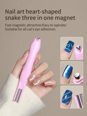 annies Herramienta de uñas removible de imán de ojo de gato en forma de corazón serpentino de amor poderoso rosa 2025 nueva, 1 pieza/3 piezas