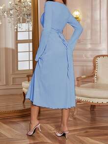 Đầm hè WOWDARK, màu xanh dương, thời trang nữ, thiết kế tối giản, phù hợp mặc hàng ngày. Tay dài, cổ vuông, thắt eo, đầm dài dáng chữ A cho nữ, thanh lịch cho ngày Valentine, hẹn hò, tụ họp, tiệc tùng, du lịch, nghỉ mát, đi biển và các dịp khác như đám cưới, tiệc mùa xuân. - Màu xanh lam - Xem 6