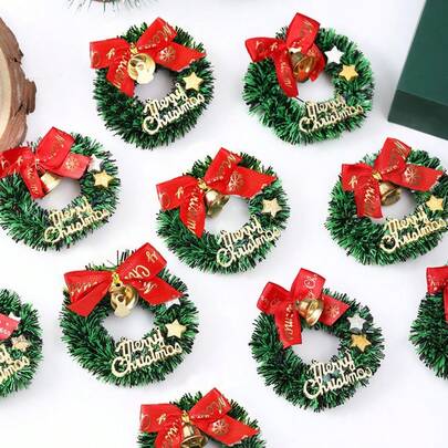 10/20pcs Mini Artificial Christmas Wreath Hanging Decor, Suitable For Christmas, New Year, Thanksgiving Party Decoration, Mini Christmas Wreath Christmas Christmas Decorations Christmas Pajamas Christmas Gifts Christmas Decor