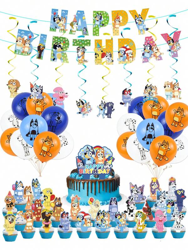 Bluey Blueys Birthday Party Decor Cute Bingo Heeler Coco Cartoon Wedding Birthday Party Decor Party Banner Colorful Flags Gift