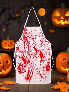 1 peça de acessório de Halloween Sangue Delantal, acessório de maquiagem de Halloween Sangue Delantal, bolsa de brincadeira para noite de Halloween Sangue Delantal, açougueiro com marca de mão de sangue Delantal, conjunto de fantasia de kufu sangrento de Halloween, adequado para festas de terror e noite de Halloween. Delantal Halloween