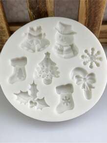 1pc Light Grey Silicone Christmas Series Cake Mold, Ideal For Diy Cake Decorating, Chocolate, Clay & Resin Molding, Christmas Themed Baking Tool