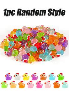 1/10/20/30/100pcs Christmas Hat Color Glow In Dark Duck, Christmas Mini Duck, Mini Luminous Resin Ducks For Crafts, Car Diy Creative Ornament, Cute Creative Handmade Duckling,Colorful Tiny Ducks Glow In The Dark Miniature Figures,Vibrant, Collectible, And Adorable Party Favors, Goody Bag Stuffers, And Easter Gifts,Christmas, Christmas Decorations, Christmas Gifts. - Multicolor - View 15