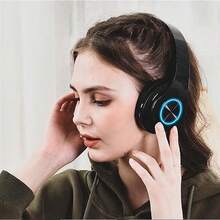 Wireless Gaming Headset With Microphone Bluetooth 5.2, Foldable Over Ear Headphones With Dual Wired/Wireless Mode, Long Battery Life, Lightweight Comfortable Design For PC Laptop Phone Travel Sports - màu đen - Xem 4