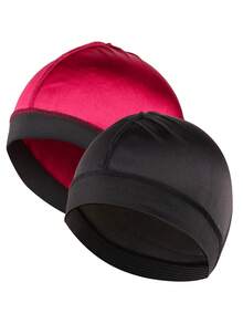 1/2/4/10 Stücke Pack modische, dehnbare, seidig-wellige Beanie, multifunktionale Sport- & Schlafmütze für Herren, geeignet für Radfahren, Laufen und Duschen - Verschiedenfarbig - Übersicht 14