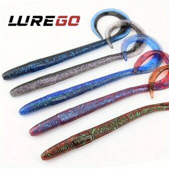 8pcs Dual-Color Lure 5.31inch/6.5inch Curled Tail Soft Bait Full-Swimming Lure For Bass And Perch, Fishing Lures For Bass