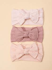 女士发带吸汗带3件套，新款时尚发饰，进口尼龙材质，提花编织蝴蝶结发带，适合美容和休闲场合，秋季配饰，秋冬季度假穿搭，女士优雅围巾，女士头巾，柔软头巾 - 粉紅色系3件套 - 查看 1