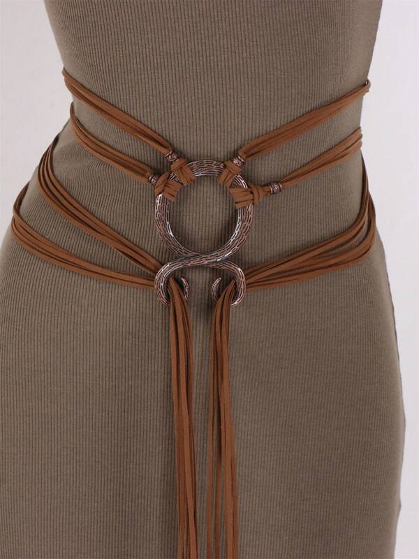 Cinturón de ante medieval vikingo con hebillas metálicas y flecos - Accesorio de disfraz para el festival del Renacimiento, cinturón de juego de roles de Halloween para hombres y mujeres, prenda histórica lavable a mano
