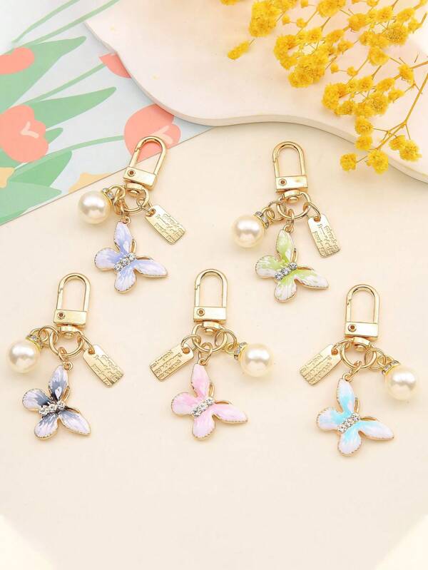 1pc Delicate Minimalist High-Quality Faux Oil Drop Butterfly Pendant, Keychain, Backpack Decor