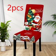 4/6 Unique Christmas Designs, Santa Claus & Snowman Digital Positioning Print Chair Covers, Removable & Washable Chair Cover Set, Soft Elastic Seat Protector, Suitable For Christmas Atmosphere Decoration In Restaurant, Kitchen, Banquet Hall, Dining Room, Bedroom, Office, Living Room, Dormitory And Home - Multicolor - View 34