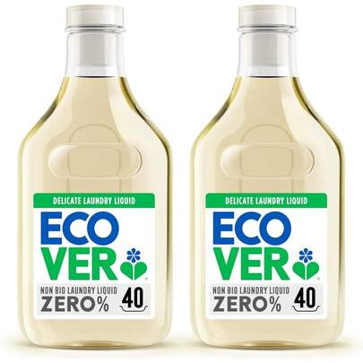Ecover Zero Non-Bio Laundry Detergent For Sensitive Skin, Baby Laundry Washing Liquid, 2x Pack Of 40 Washes, 2 X 1.43L