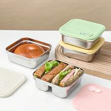 Caja de almuerzo portátil de acero inoxidable 304, caja bento hermética a prueba de fugas para ensalada de frutas, recipiente de almacenamiento de alimentos resistente al frío y al calor, caja conservadora de frescura, contenedores de almuerzo de gran capacidad, aptos para refrigerador y microondas, adecuados para uso estudiantil y adulto en la escuela, la oficina, campamentos al aire libre, picnics y viajes