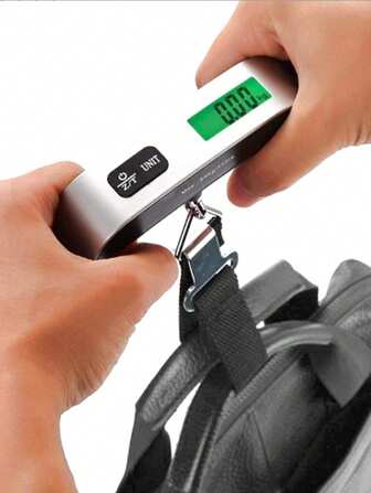 1 件便携式行李秤，多功能高精度旅行数字吊秤，带挂钩或织带，50 公斤/10 克数字行李秤电子便携式手提箱旅行称重带蓝光电子旅行吊秤飞机织带秤用于钓鱼购物旅行，旅行用品，旅行必需品