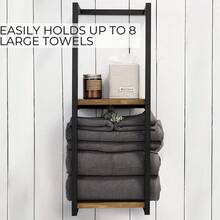 2-Tier Bathroom Towel Rack Wall Mounted Vertical Towel Holder Storage Rack - Black - View 5