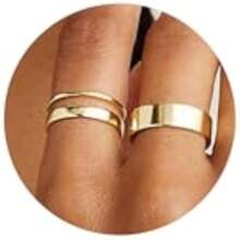 Milacolato 14K Gold Filled Rings For Women Gold Stacking Stackable Band Rings Thick Thin Band Plain Pinky Thumb Ring Non Tarnish Comfort Fit Size 5-11