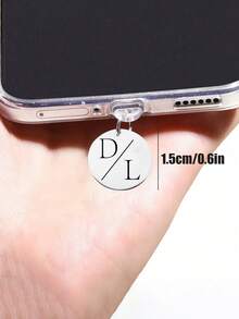 1pc Customized Dust Plug Charm, Personalized Name Compatible With Ipad, Android, Micro-USB, USB-C/Type-C, Apple Lightning - Silver - View 2