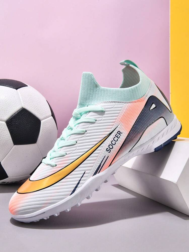 1双男女通用可拆卸鞋钉足球鞋，低帮户外人造草坪训练鞋，室内训练场地专用运动鞋，系带设计，防滑橡胶鞋底，TF短钉，轻便高性能防滑设计，专业足球鞋，厂家直销 - 白色 - 查看 5