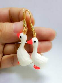 1 对可爱 3D 小黄鸭和优雅天鹅吊坠耳环，趣味动物吊坠耳环，适合青少年 - 均碼2 - 查看 6