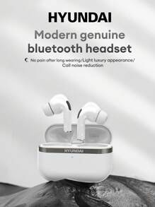 HYUNDAI HYUNDAI HY-T02Plus Bluetooth Earphones, Half In-Ear Design With Deep Bass, High-Quality Audio, Extra-Long Battery Life, Noise Cancellation, High-Definition Microphone, Music & Gaming, Low Latency, Comfortable Fit, Compatible With Smartphones & Computers